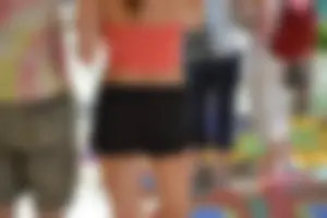 Hottie in black shorts and tube top