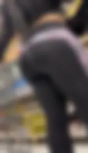 Thick mixed girl in leggings whaletail tease