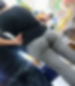 Milf with round and tight butt in gray leggings