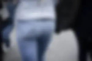 Blonde cutie in tight jeans