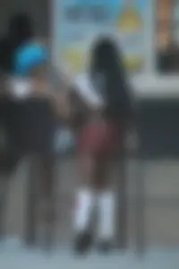 Sexy ebony Tilted Kilt employee in her uniform