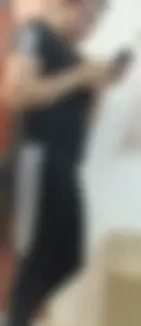 Beautiful blonde girl with amazing big ass in black adidas leggings, with a small camel toe [OC]