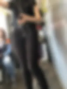 Skinny Legs in Black Jeans Public Transport Closeup Gallery
