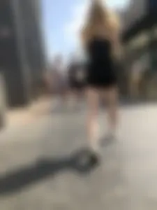 Blonde candid teen in shorts, great street creepsots