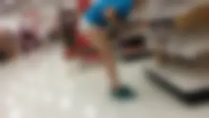 Nice Pale Legs in White Mini Shorts Supermarket Creepshots