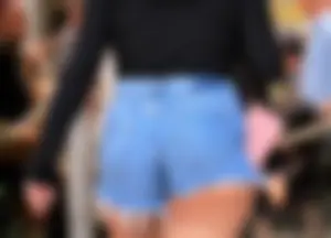 Fat ass in Jean Shorts