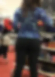 Brunette with glasses and nice ass shopping at Target in leggings