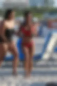 Christina Milian in red bikini in Miami with hard nipples