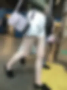Subway train and subway station creepshots of a candid girl wearing shorts with pale skinny legs