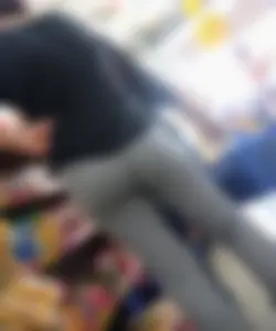 Milf with round and tight butt in gray leggings