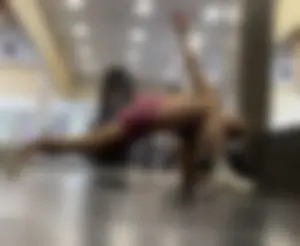 Bubble Butt Blonde Stretching at the Gym