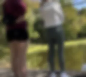 Cute girl in green leggings
