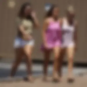 Three girls on the way to the ice cream parlor