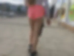Sexy Little Ass in Bright Mini Shorts and Legs Street Creepshot