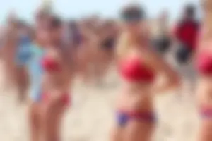 Lifeguard tournament girls on the beach