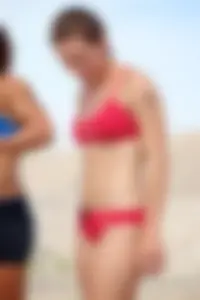 Lifeguard tournament girls on the beach