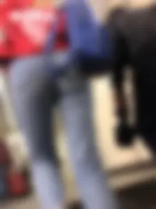 Teen in Blue Jeans Subway Candid