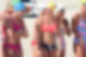 Lifeguard tournament girls on the beach