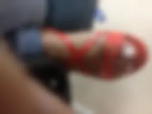 Candid girl's feet in sandals closeup