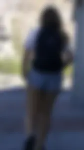 Blonde in cheeky jean short shorts! OC!