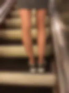 Thin Legs in Pantyhose Subway Escalator Closeup