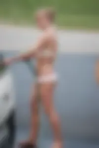 Various sexy girls at car washes in bikinis