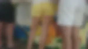 Milf in yellow shorts with vpl and a wedgie