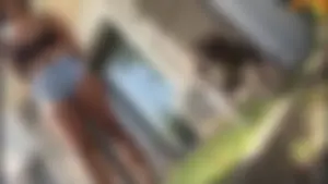 Hot Candid Girl in a Bra And Denim Shorts Taking Off Her Socks in Her Backyard Creepshots Series