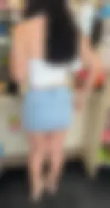 Sexy white girl in mini skirt beautiful legs
