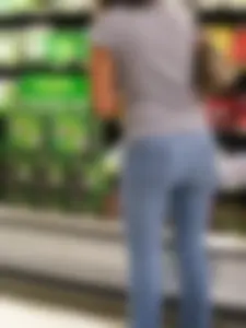 Brunette shopping at Walmart in jeans with nice booty