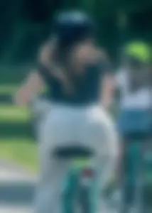 Bike ride in see through pants - THONG