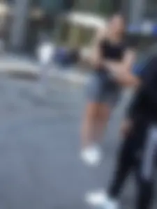 Thick big booty teen with braces in tight grey spandex shorts