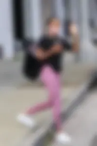 Skai Jackson in pink leggings at the DWTS studio in Los Angeles