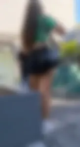 Petite woman in short miniskirt, pretty cheeks and beautiful face [oc]