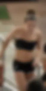 Tube top teen in shorts