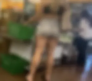 Blonde with fantastic ass and thighs in grey shorts (OC)