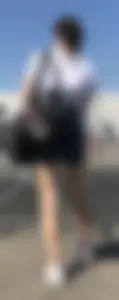 Cute Gilr with Thin Legs in Blue Denim Shorts Street Creepshots Gallery