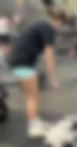 Quick walk by of this tight ass bending over in biker shorts