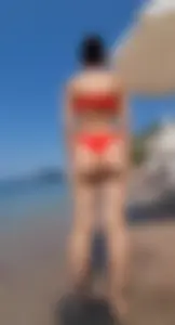 Red bikini bubble cheeks