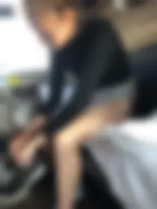 Cute Girl in Mini Shorts and White Socks at the Train Sleeping Car Candid Photos