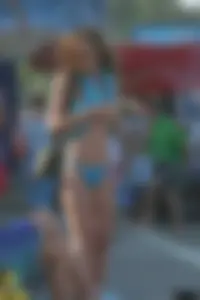 A bunch of sexy beach voyeur babes in bikinis, thongs and topless