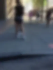 Thick big booty teen with braces in tight grey spandex shorts