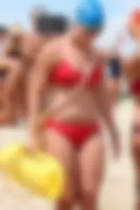 Lifeguard tournament girls on the beach