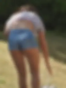 A bitch (and her dog) strips off her tight shorts [034]