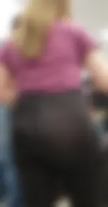 Amazing MILF See Through Visible Thong in Black Leggings Shopping with Husband