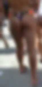 Great ass on blonde babe walking in thong bikini