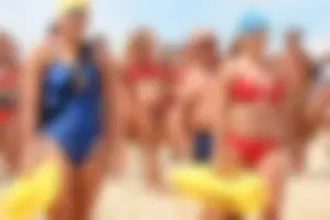 Lifeguard tournament girls on the beach