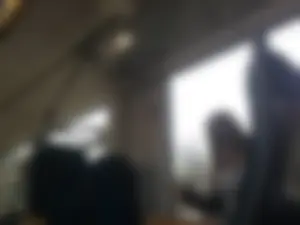 Impossible candid bespectacled cutie with giant boobs sitting in a public train creepshots