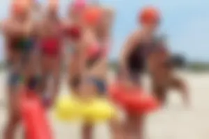 Lifeguard tournament girls on the beach