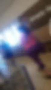 Fat booty milf in purple leggings at the grocery store